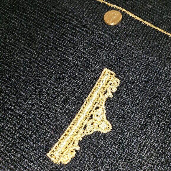 ๐ฅHP๐ฅCHANEL-STYLE BLACK CARDIGAN w/ GOLD ACCENTS FEATURING SIX BUTTON CLOSURE - Picture 6 of 12